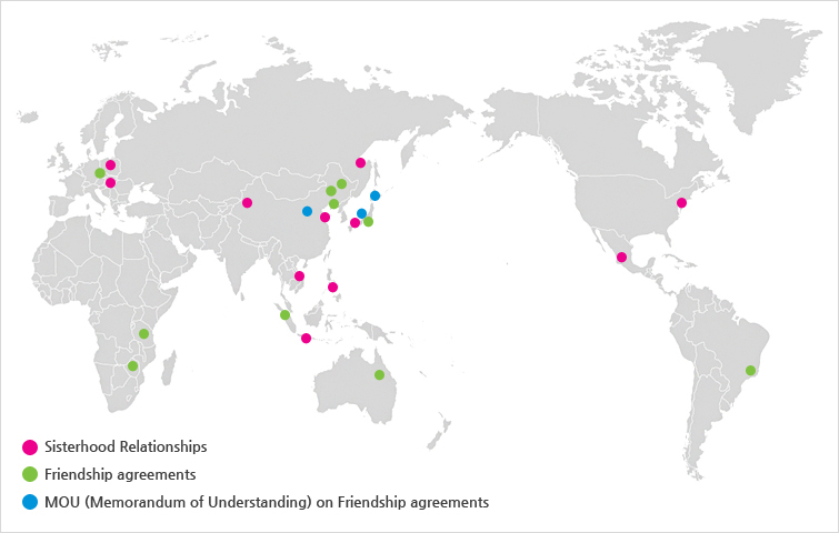Location Map of Cities in Sisterhood and Friendship Agreement